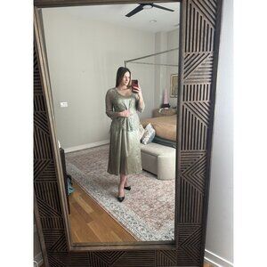 Soulmates 2-Piece 100% Silk Set Size XL – Sage Green Jacket & Dress Cottagecore